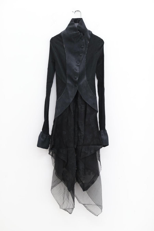 Marc Le Bihan Silky Long Sleeve Jacket Collection Highly Handcrafted France MLB-22914-HEI Black PMLB3
